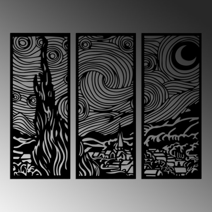 Wallity Escultura de pared Vangogh en Negro